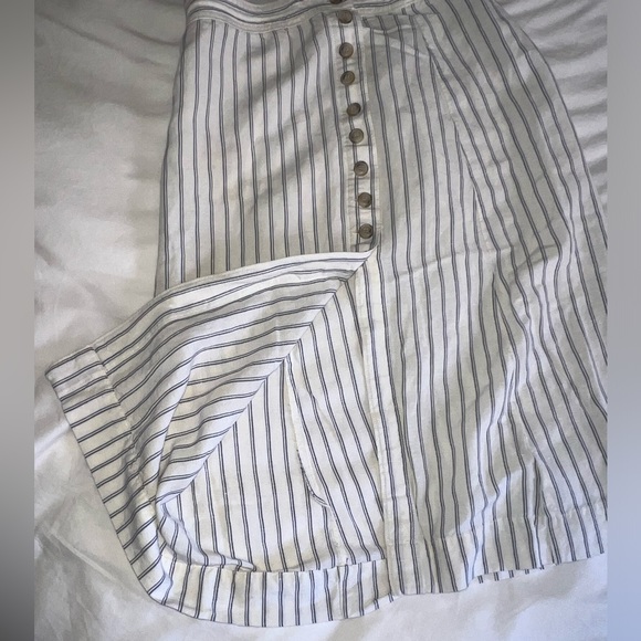 Madewell Side-Button Midi Skirt in Pinstripe - Picture 2 of 7